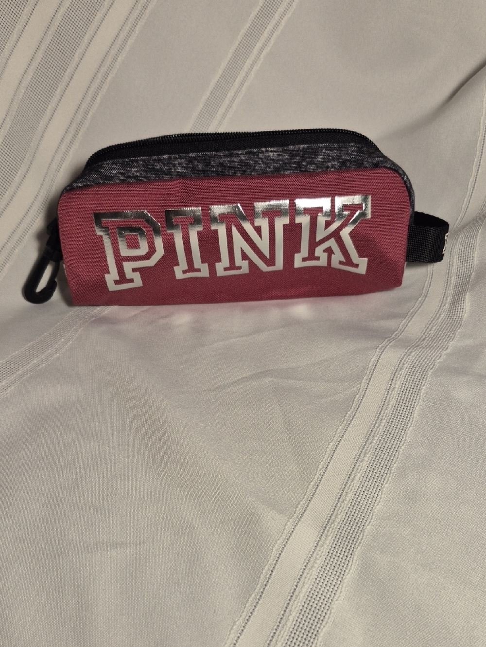 NWOT PINK Zip Pouch in Pink Burgundy and Gray